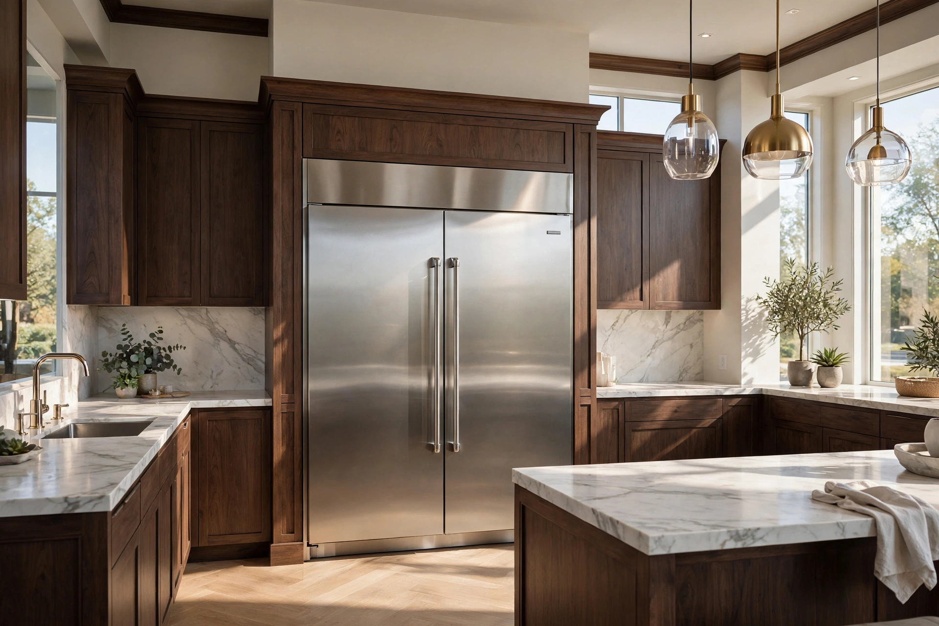 Luxury kitchen with built-in refrigerator